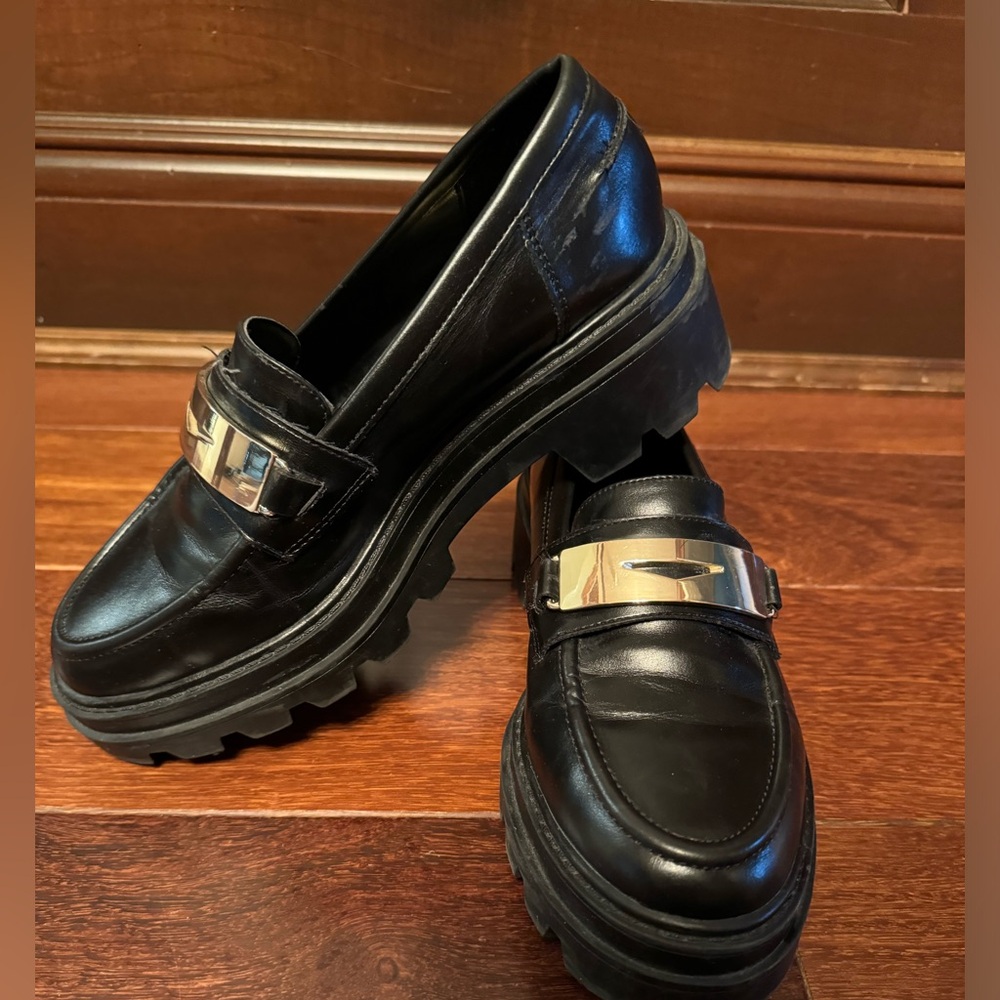 Zara Lug Sole Black Penny Loafers - Picture 6 of 6
